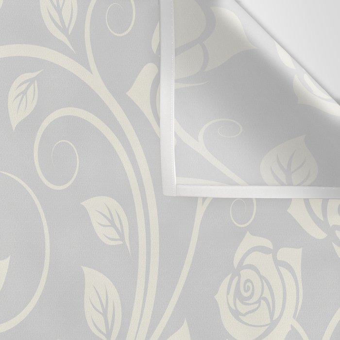 Antique White Roses Silhouette on Silver Grey Wall Tapestry Gallery Image 3
