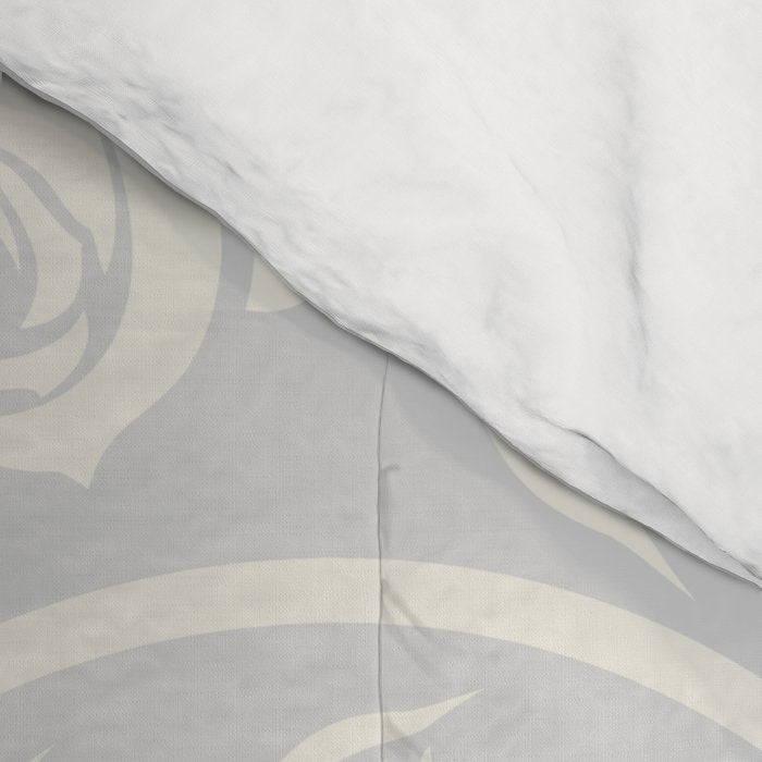Antique White Roses Silhouette on Silver Grey Comforter Gallery Image 4