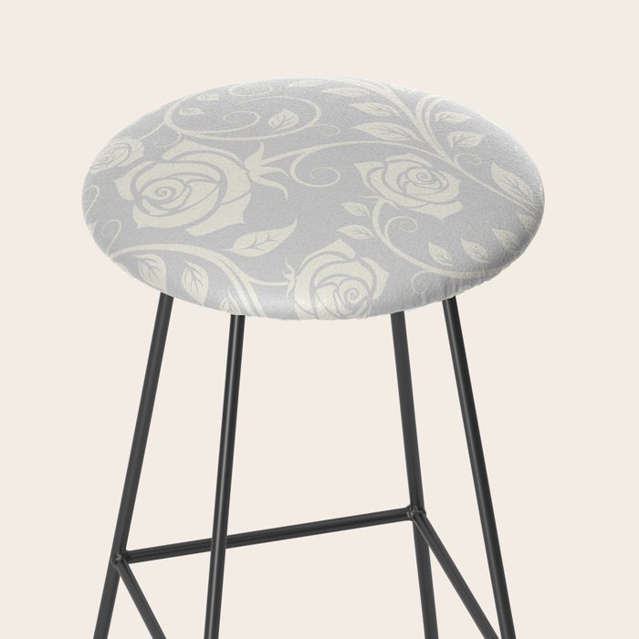 Antique White Roses Silhouette on Silver Grey Stool Gallery Image 2