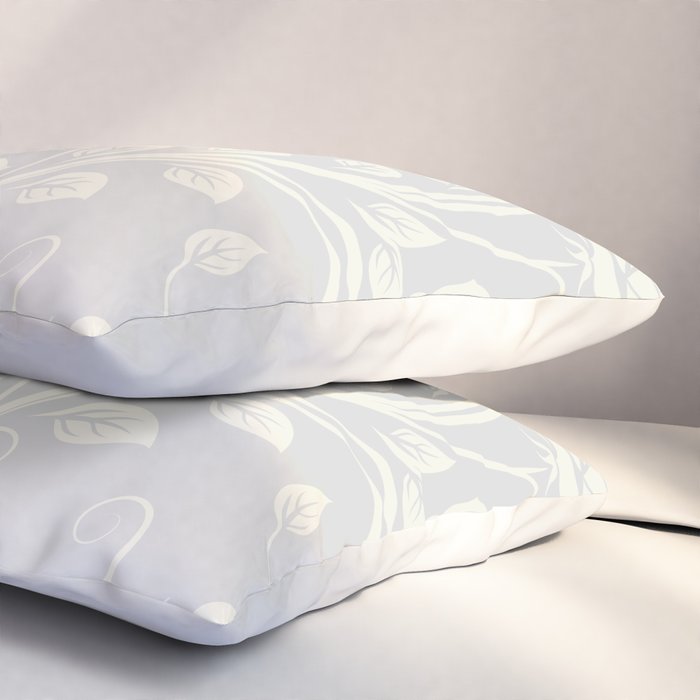 Antique White Roses Silhouette on Silver Grey Pillow Sham Gallery Image 3