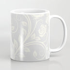 Antique White Roses Silhouette on Silver Grey Coffee Mug Gallery Image 1