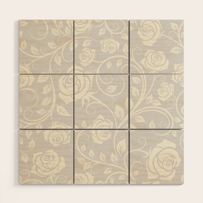Antique White Roses Silhouette on Silver Grey Wood Wall Art Gallery Image 1