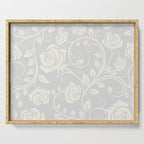 Antique White Roses Silhouette on Silver Grey Serving Tray Gallery Image 1