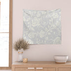 Antique White Roses Silhouette on Silver Grey Wall Tapestry Gallery Image 2