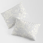 Antique White Roses Silhouette on Silver Grey Pillow Sham Gallery Image 3