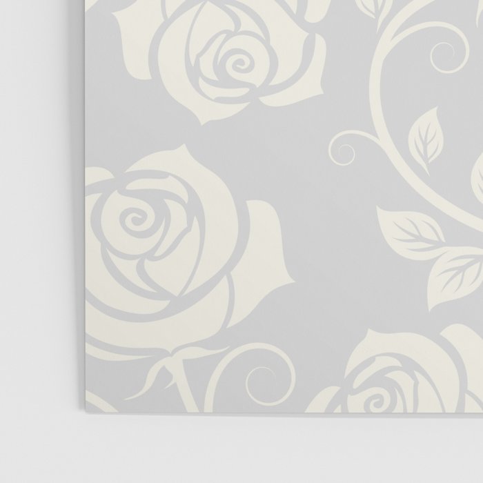 Antique White Roses Silhouette on Silver Grey Poster Gallery Image 3