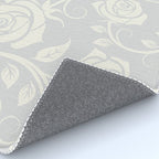 Antique White Roses Silhouette on Silver Grey Rug Gallery Image 4