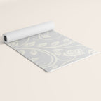 Antique White Roses Silhouette on Silver Grey Yoga Mat Gallery Image 2