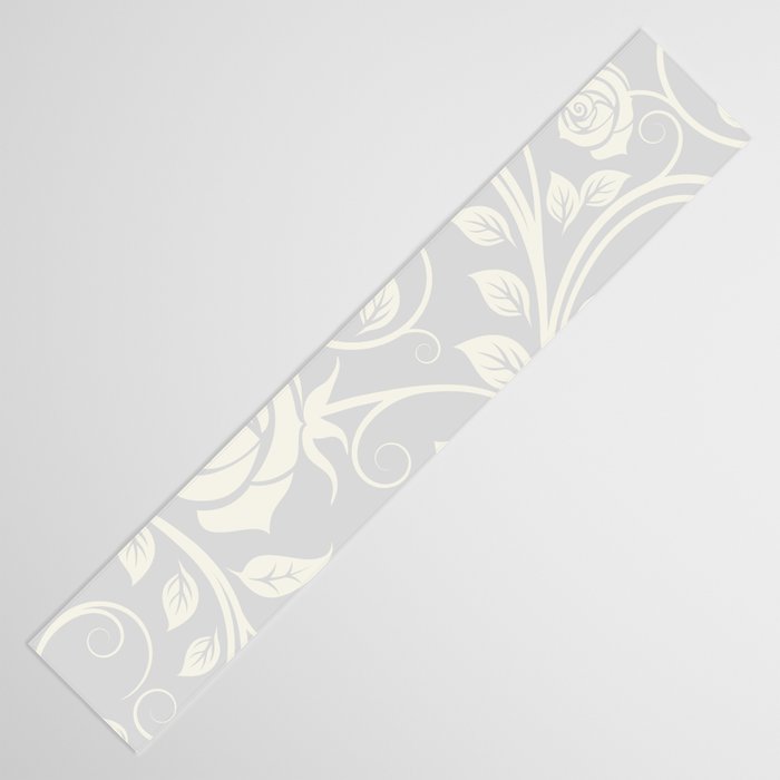Antique White Roses Silhouette on Silver Grey Table Runner Gallery Image 3