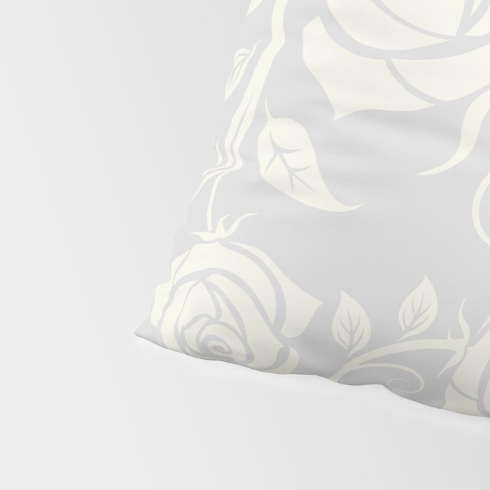 Antique White Roses Silhouette on Silver Grey Pillow Sham Gallery Image 4
