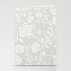 Antique White Roses Silhouette on Silver Grey Stationery Card Gallery Image 2
