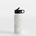 Antique White Roses Silhouette on Silver Grey Water Bottle Gallery Image 1