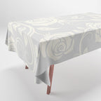 Antique White Roses Silhouette on Silver Grey Tablecloth Gallery Image 1