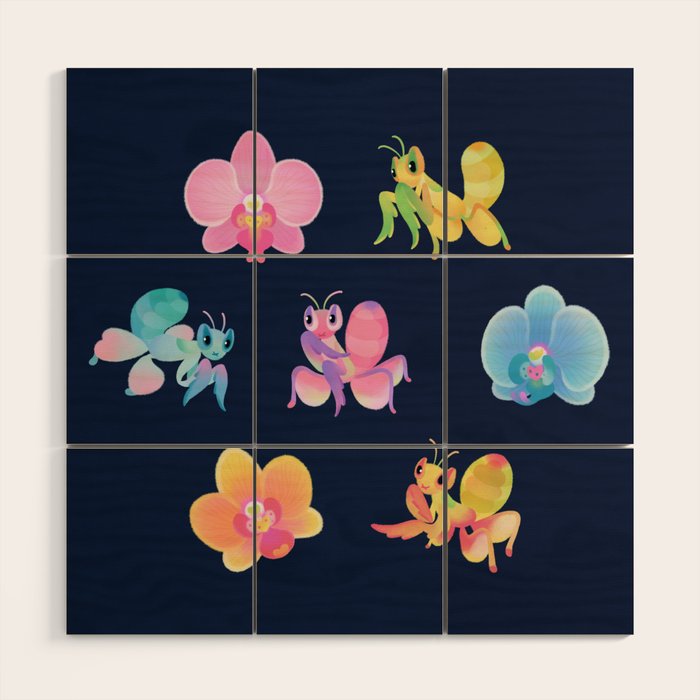 Orchid mantis - Dark Wood Wall Art Gallery Image 1