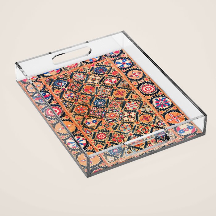 Kermina Suzani Southwest Uzbekistan Embroidery Print Acrylic Tray Gallery Image 1