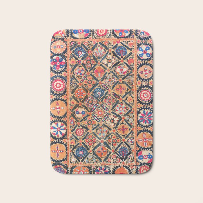Kermina Suzani Southwest Uzbekistan Embroidery Print Bath Mat Gallery Image 1