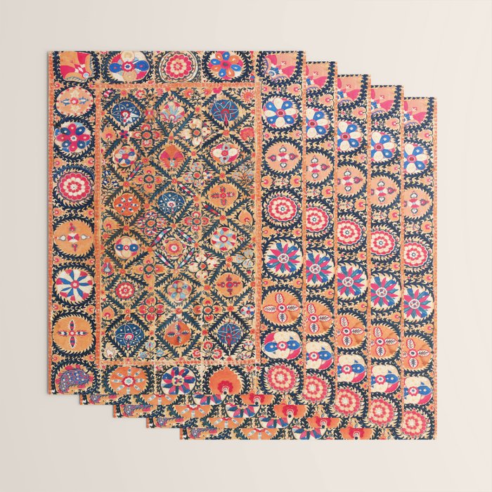Kermina Suzani Southwest Uzbekistan Embroidery Print Wrapping Paper Gallery Image 3