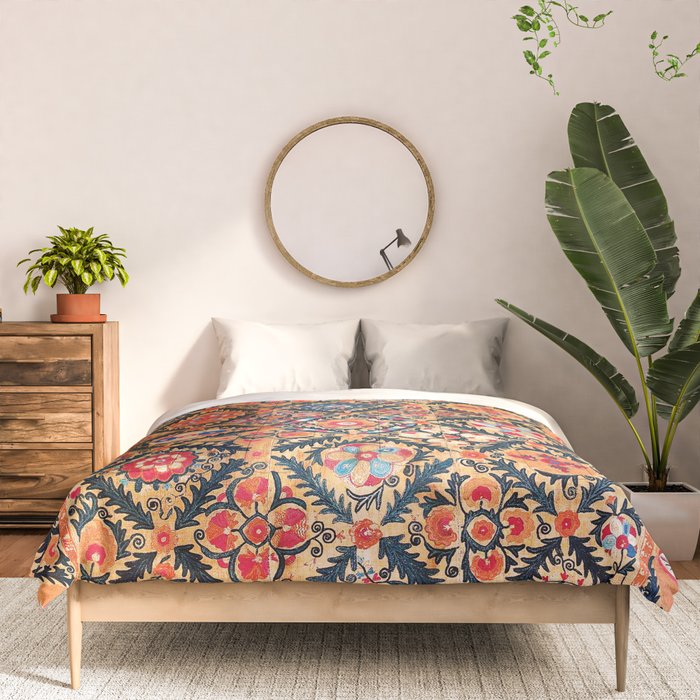 Kermina Suzani Southwest Uzbekistan Embroidery Print Comforter Gallery Image 3
