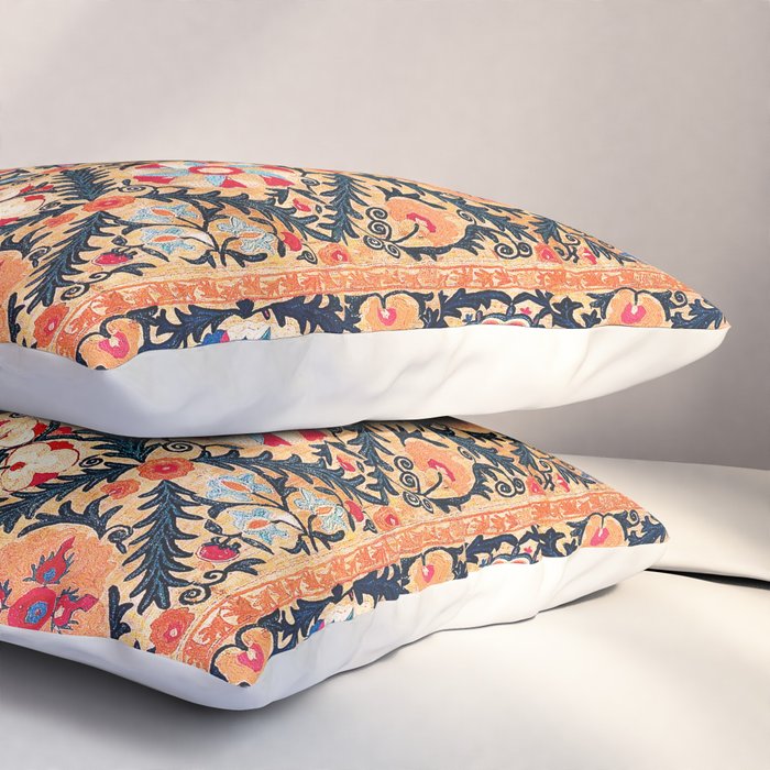 Kermina Suzani Southwest Uzbekistan Embroidery Print Pillow Sham Gallery Image 3