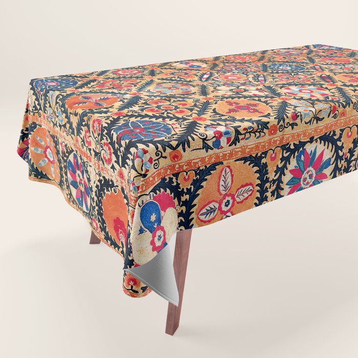 Kermina Suzani Southwest Uzbekistan Embroidery Print Tablecloth Gallery Image 1