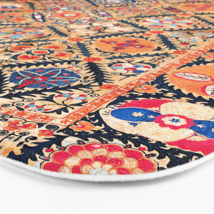 Kermina Suzani Southwest Uzbekistan Embroidery Print Bath Mat Gallery Image 3