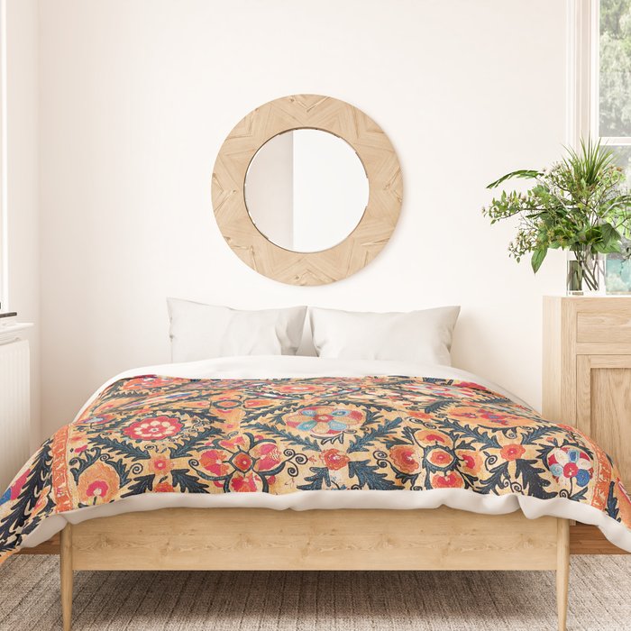 Kermina Suzani Southwest Uzbekistan Embroidery Print Duvet Cover Gallery Image 3