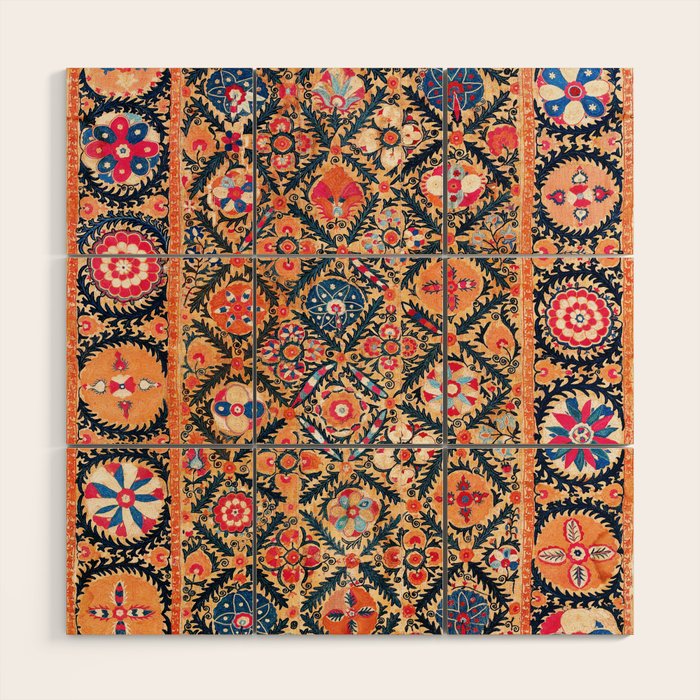 Kermina Suzani Southwest Uzbekistan Embroidery Print Wood Wall Art Gallery Image 1