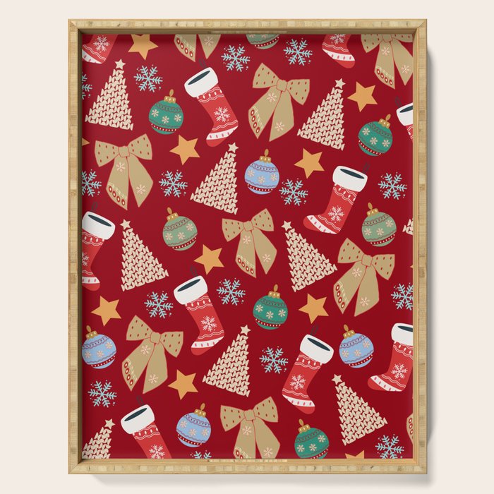 Cute Christmas Red Serving Tray Gallery Image 1