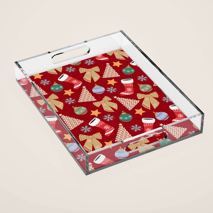 Cute Christmas Red Acrylic Tray Gallery Image 1