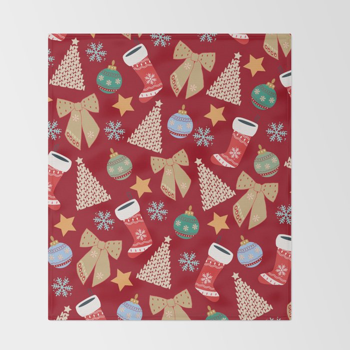Cute Christmas Red Throw Blanket Gallery Image 2