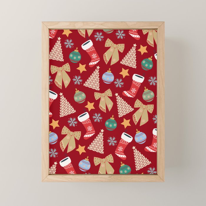Cute Christmas Red Mini Art Print Gallery Image 1