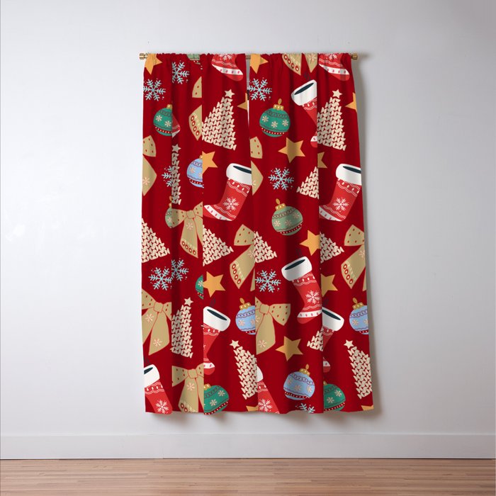 Cute Christmas Red Window Curtain Gallery Image 3
