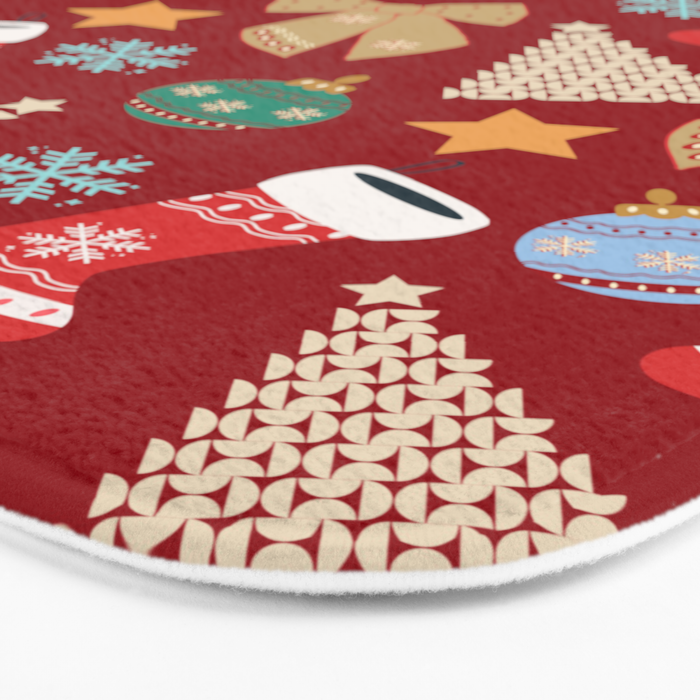 Cute Christmas Red Bath Mat Gallery Image 3