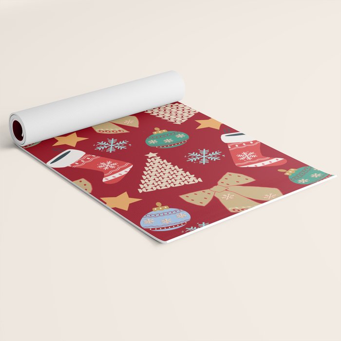 Cute Christmas Red Yoga Mat Gallery Image 2