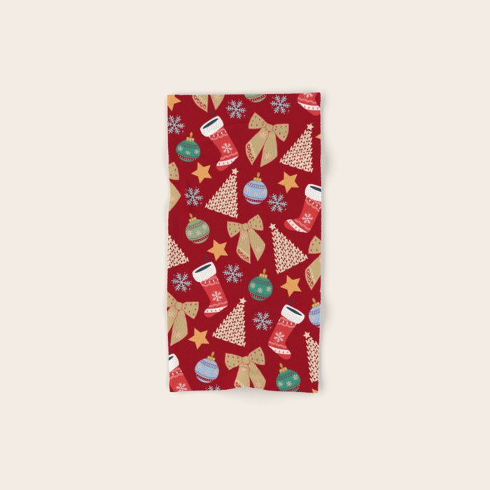 Cute Christmas Red Bath Towel Gallery Image 1