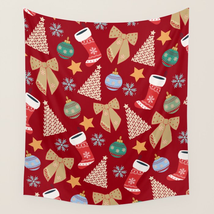 Cute Christmas Red Wall Tapestry Gallery Image 4
