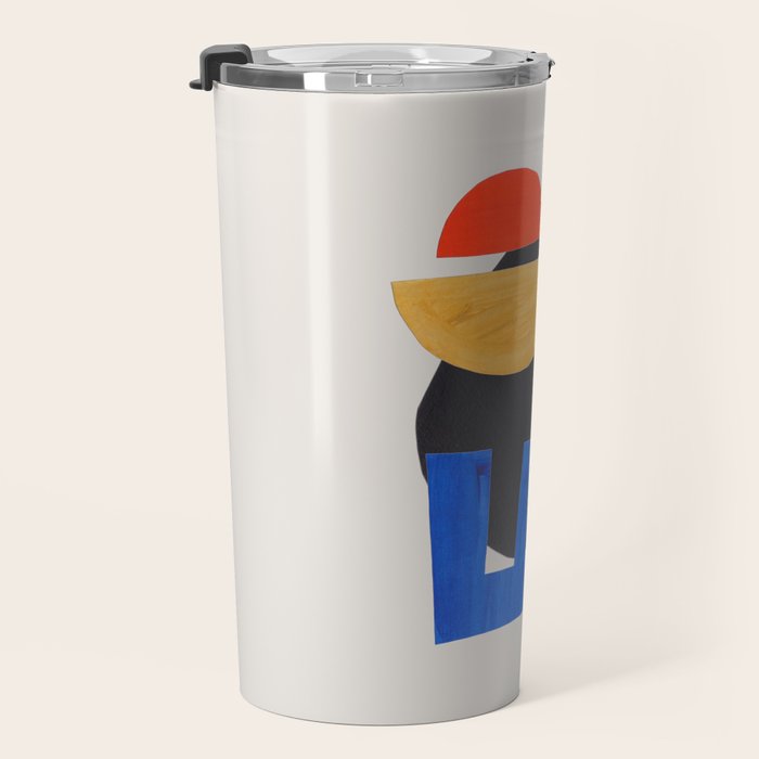 Minimalist Modern Mid Century Funky Colorful Primary Shapes Paper Collage by Ejaaz Haniff Travel Mug Gallery Image 3
