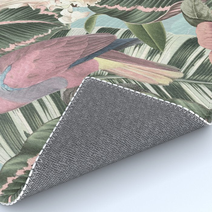 Vintage & Shabby Chic - Sepia Pink Tropical Bird Summer Garden Rug Gallery Image 4