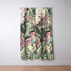 Vintage & Shabby Chic - Sepia Pink Tropical Bird Summer Garden Window Curtain Gallery Image 3