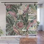 Vintage & Shabby Chic - Sepia Pink Tropical Bird Summer Garden Wall Mural Gallery Image 1