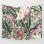 Vintage & Shabby Chic - Sepia Pink Tropical Bird Summer Garden Wall Tapestry Gallery Image 4