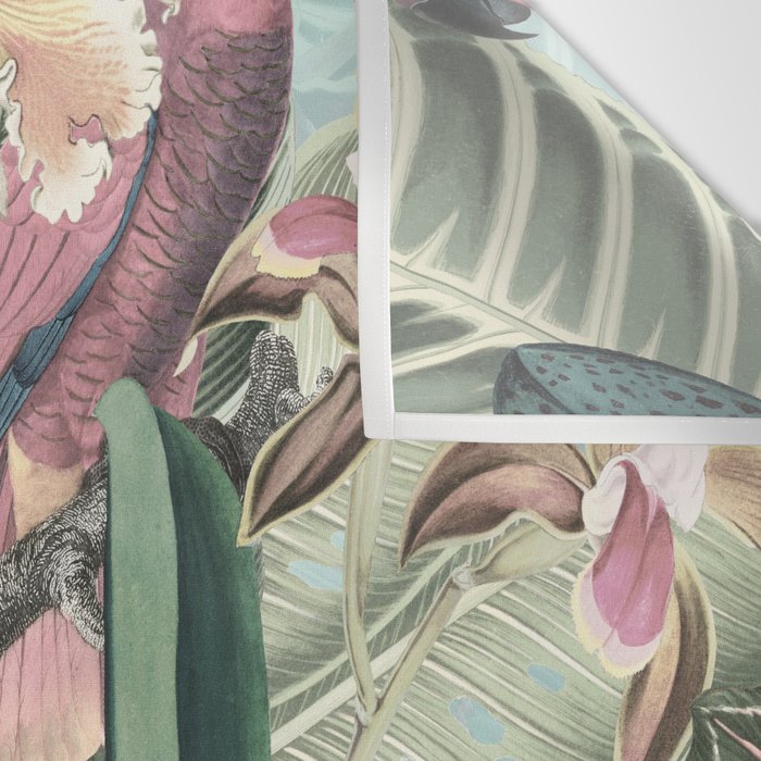 Vintage & Shabby Chic - Sepia Pink Tropical Bird Summer Garden Wall Tapestry Gallery Image 3