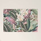 Vintage & Shabby Chic - Sepia Pink Tropical Bird Summer Garden Welcome Mat Gallery Image 1