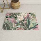 Vintage & Shabby Chic - Sepia Pink Tropical Bird Summer Garden Rug Gallery Image 1