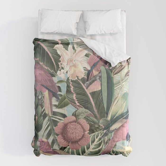 Vintage & Shabby Chic - Sepia Pink Tropical Bird Summer Garden Comforter Gallery Image 6