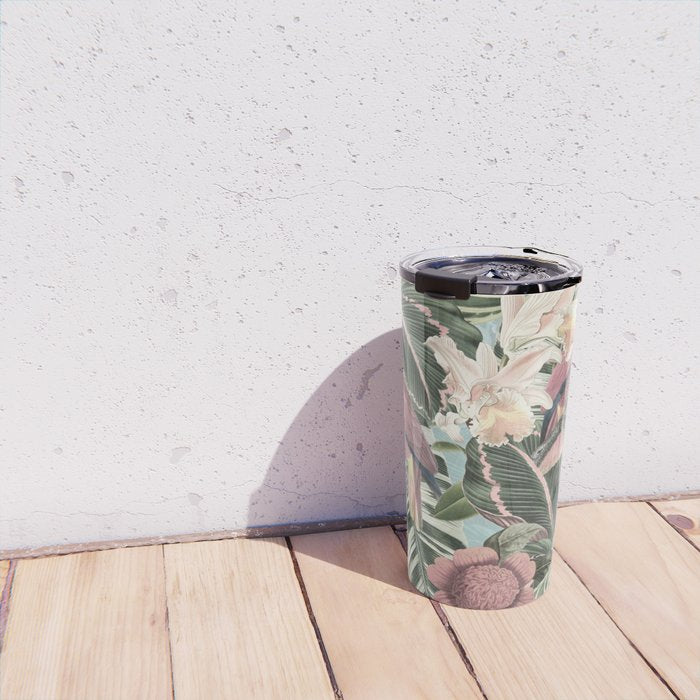 Vintage & Shabby Chic - Sepia Pink Tropical Bird Summer Garden Travel Mug Gallery Image 4