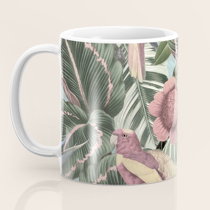 Vintage & Shabby Chic - Sepia Pink Tropical Bird Summer Garden Coffee Mug Gallery Image 3