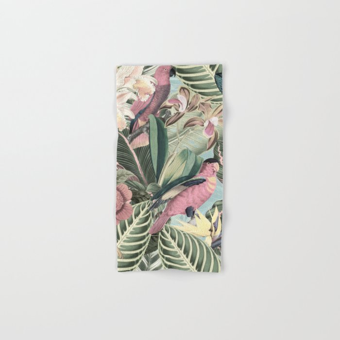 Vintage & Shabby Chic - Sepia Pink Tropical Bird Summer Garden Towels Gallery Image 1