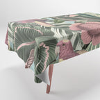 Vintage & Shabby Chic - Sepia Pink Tropical Bird Summer Garden Tablecloth Gallery Image 1