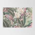 Vintage & Shabby Chic - Sepia Pink Tropical Bird Summer Garden Rug Gallery Image 2